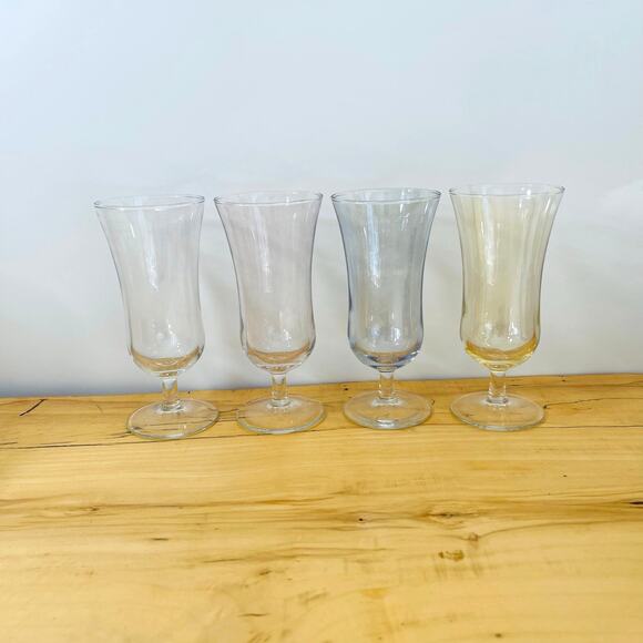 Vtg 60s Iridescent Parfait Glasses Cordial Liqueur Hand Blown Stem France - Picture 3 of 7